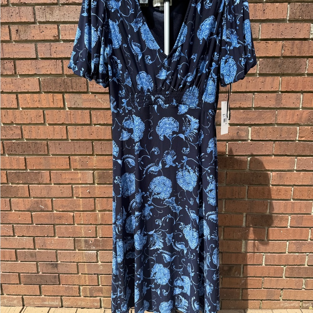 Harper Rose Navy Multi Floral Long Dress Women's Size 10 New NWT Church